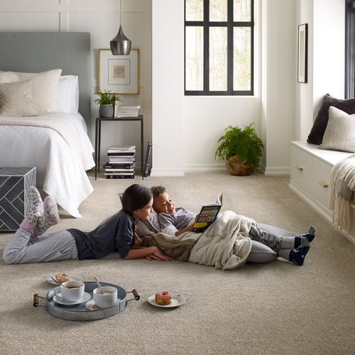 Kids reading on bedroom carpet from Success Floor Covering LLC in Oakland, MD